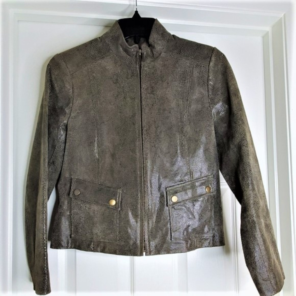 Alfani Genuine Leather Coat - EUC